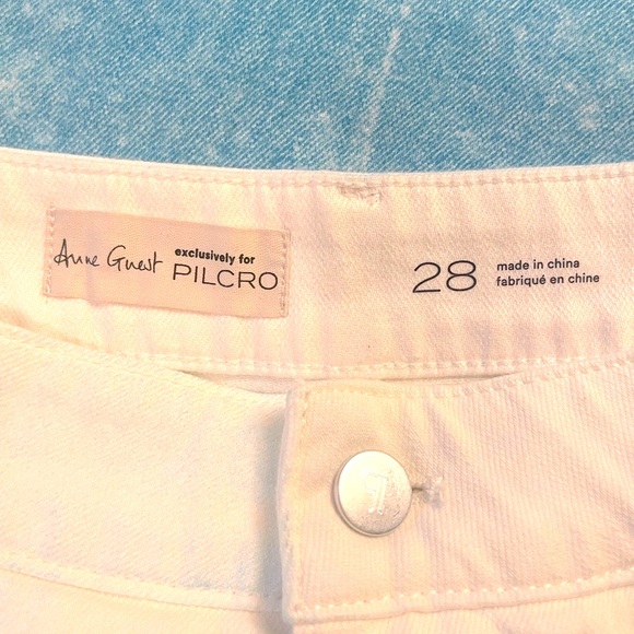 NWT Anthropologie x Anne Guest Size 28 Cyanotype High-Rise Jeans in White - Picture 9 of 10